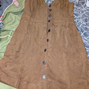 Abercrombie & Fitch Tan Button-Front Midi Dress